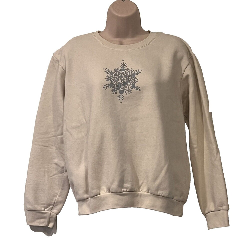 Vintage Y2K Winter Northern Reflections Snowflake Sweatshirt Womens M Cottage